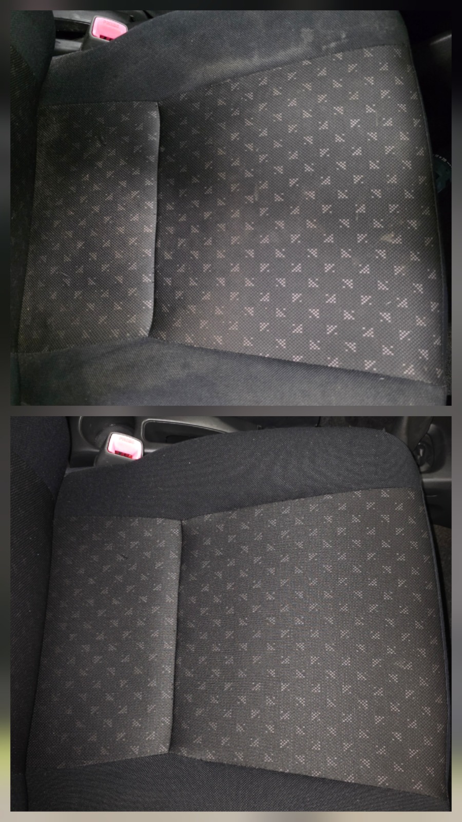 Voor en na interieurreiniging van een personenauto in Oss